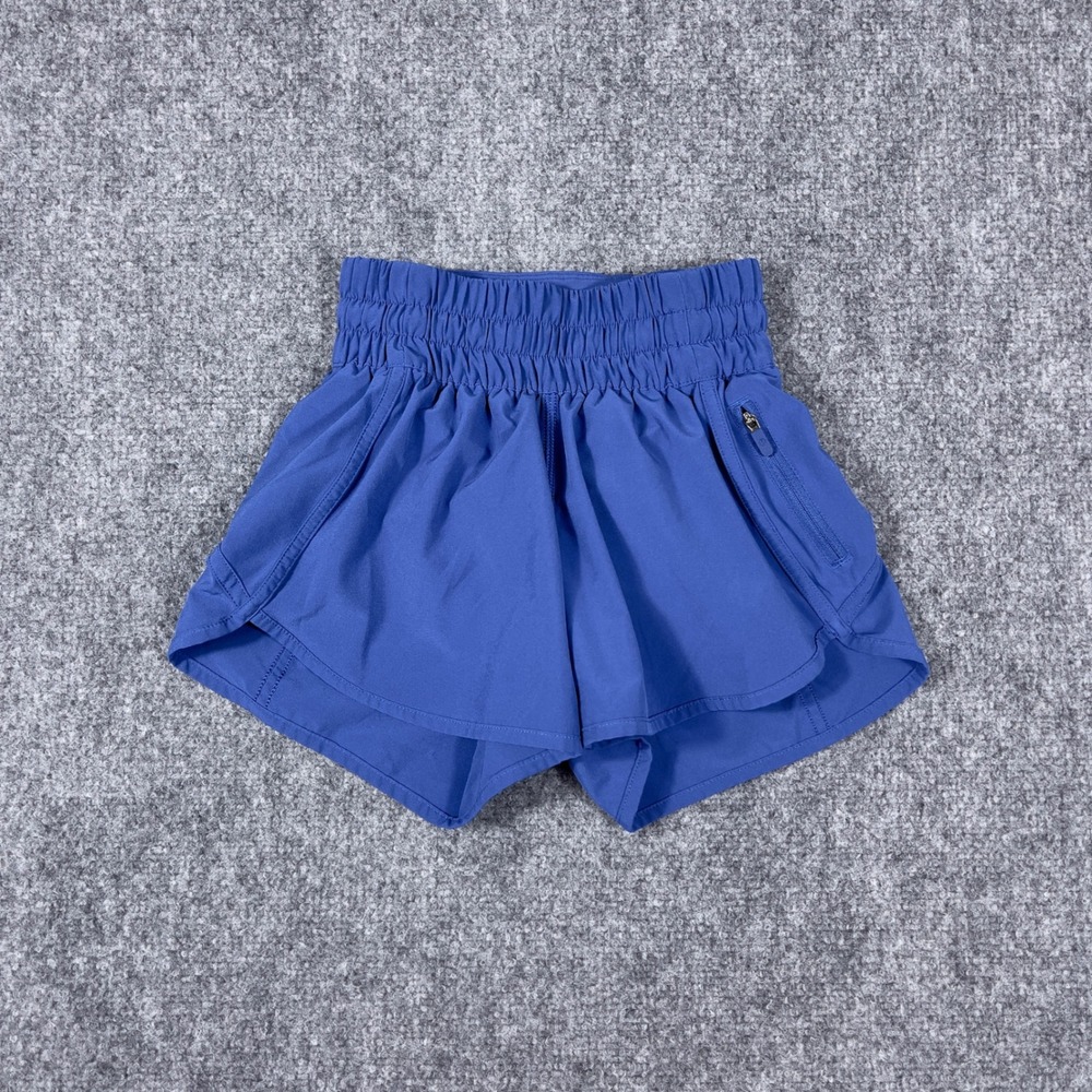 Lululemon Track That HR Lined Short 3 Women Size 0 Blue Smocked Waist W7AZ2S - Picture 2 of 6